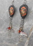 Mushroom Guitar Pick Earrings with Stainless Steel Mushroom Charms and Swarovski Crystal Dangles