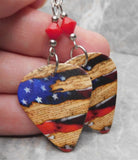 American Flag and The Constitution Guitar Pick Earrings with Red Swarovski Crystals