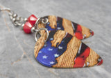 American Flag and The Constitution Guitar Pick Earrings with Red Swarovski Crystals