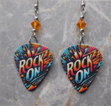 Rock On Guitar Pick Earrings with Orange Swarovski Crystals