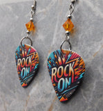 Rock On Guitar Pick Earrings with Orange Swarovski Crystals