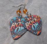 Rock On Guitar Pick Earrings with Orange Swarovski Crystals