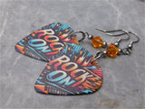 Rock On Guitar Pick Earrings with Orange Swarovski Crystals