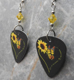 You Are My Sunshine Sunflower Guitar Pick Earrings with Yellow Swarovski Crystals