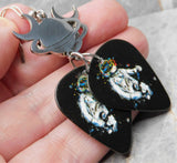 Guitar Playing Astronaut Guitar Pick Earrings with Planet and Moon Stainless Steel Connector