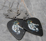 Guitar Playing Astronaut Guitar Pick Earrings with Planet and Moon Stainless Steel Connector