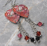 Music and Piano Inspired Graffiti Guitar Pick Earrings with Swarovski Crystal Dangles