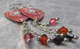 Music and Piano Inspired Graffiti Guitar Pick Earrings with Swarovski Crystal Dangles