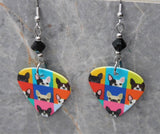 French Bulldog Boston Terrier Guitar Pick Earrings with Black Swarovski Crystals