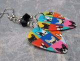 French Bulldog Boston Terrier Guitar Pick Earrings with Black Swarovski Crystals