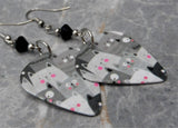 Black and White Cats Guitar Pick Earrings with Black Swarovski Crystals