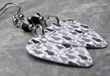 Black, Gray and White Cats Guitar Pick Earrings with Black Swarovski Crystals