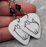 Fat Fancy Kitty Guitar Pick Earrings with Black Swarovski Crystals