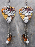 Group of Cartoon Cats Guitar Pick Earrings with Swarovski Crystal Dangles