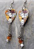 Group of Cartoon Cats Guitar Pick Earrings with Swarovski Crystal Dangles