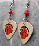 Anatomical Heart with Headphones Guitar Pick Earrings with Red Swarovski Crystals