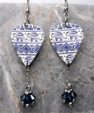 Blue Bohemian Style Elephant Guitar Pick Earrings with Blue Swarovski Crystal Dangles