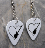 Guitar in a Heart Dangling Guitar Pick Earrings