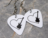 Guitar in a Heart Dangling Guitar Pick Earrings