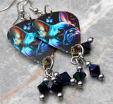 French Bulldog Boston Terrier Guitar Pick Earrings with Swarovski Crystal Dangles