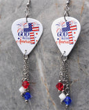 God Bless America Guitar Pick Earrings with Swarovski Crystal Dangles