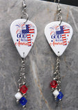 God Bless America Guitar Pick Earrings with Swarovski Crystal Dangles