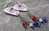 God Bless America Guitar Pick Earrings with Swarovski Crystal Dangles