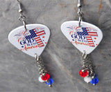 God Bless America Guitar Pick Earrings with Swarovski Crystal Dangles