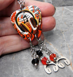 Headphones and Music Themed Guitar Pick Earrings with Stainless Steel Headphone Charms and Swarovski Crystal Dangles