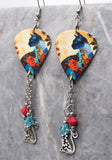Elegant Asian Style Cat Guitar Pick Earrings with Stainless Steel Cat Charm and Swarovski Crystal Dangles