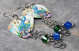 Music Notes Guitar Pick Earrings with Stainless Steel Treble Clef Charms  and Swarovski Crystal Dangles