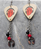 Anatomical Heart with Headphones Guitar Pick Earrings with Stainless Steel Headphone Charms and Swarovski Crystal Dangles