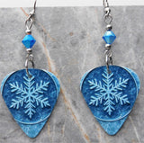 Snowflake Guitar Pick Earrings with Blue ABx2 Swarovski Crystals