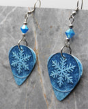 Snowflake Guitar Pick Earrings with Blue ABx2 Swarovski Crystals