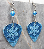 Snowflake Guitar Pick Earrings with Blue ABx2 Swarovski Crystals