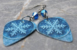 Snowflake Guitar Pick Earrings with Blue ABx2 Swarovski Crystals