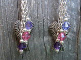 Fairy Sitting on a Mushroom Guitar Pick Earrings with Wing and Swarovski Crystal Dangles
