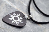 Tribal Sun Black Guitar Pick Necklace on Black Suede Cord