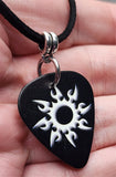 Tribal Sun Black Guitar Pick Necklace on Black Suede Cord