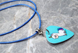 Llamacorn Guitar Pick Necklace on Rolled Blue Cord