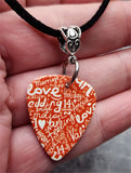 The Language of Love Guitar Pick Necklace on Black Suede Cord