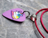 Caticorn Guitar Pick Necklace on Hot Pink Rolled Cord
