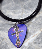 Celtic Cross Guitar Pick Necklace with Black Suede Cord