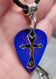 Celtic Cross Guitar Pick Necklace with Black Suede Cord