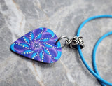 Mandala Star Guitar Pick Necklace with Aqua Blue Rolled Cord