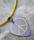 Peace Sign Guitar Pick on a Yellow Rolled Cord Necklace