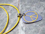 Peace Sign Guitar Pick on a Yellow Rolled Cord Necklace