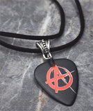 Anarchy Guitar Pick Necklace on Black Suede Cord