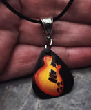 Electric Guitar Guitar Pick Necklace on Black Suede Cord
