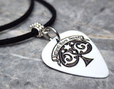 Natural Born Sinner Guitar Pick Necklace with Black Suede Cord